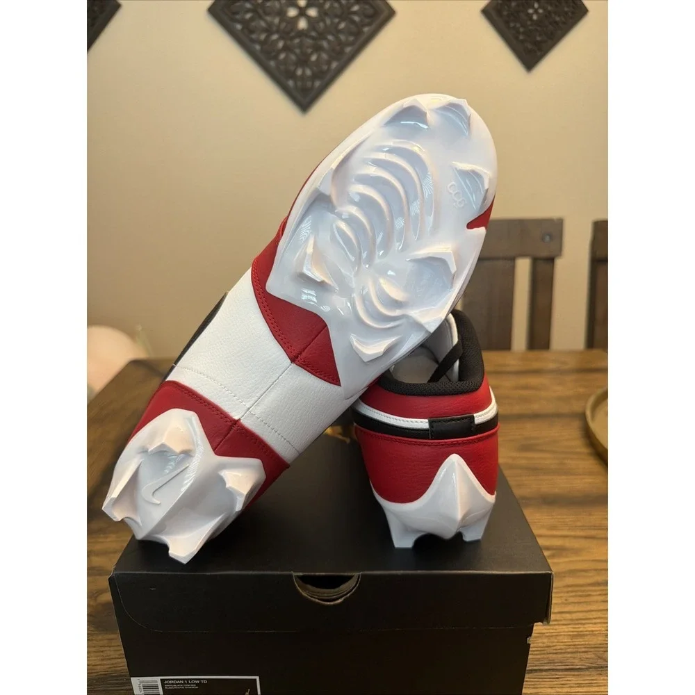 Size 14 Nike Air Jordan 1 Low TD Football Cleats Chicago White Red FJ6245-106